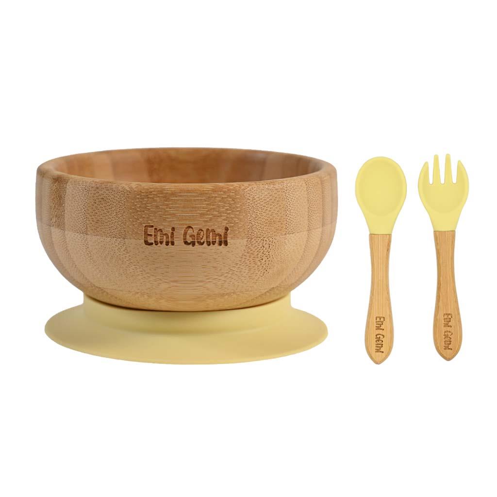 Set diversificare bol din bambus și tacâmuri